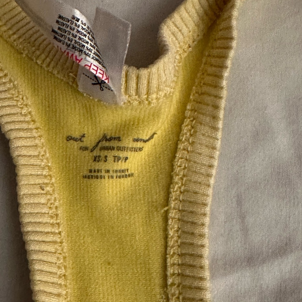 Urban Outfitters Out From Under OFU Ribbed Racerback Sports Bra Yellow, XS/S - Picture 2 of 3